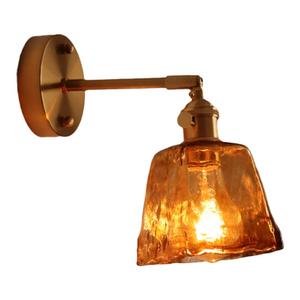 北欧现代黄铜玻璃壁灯日式复古卧室床头卫生间酒店客房简约镜前灯