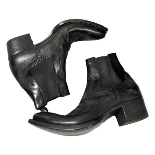 男女翘头切尔西靴复古短筒工装靴子暗黑马丁靴真皮手工尖头巫师靴