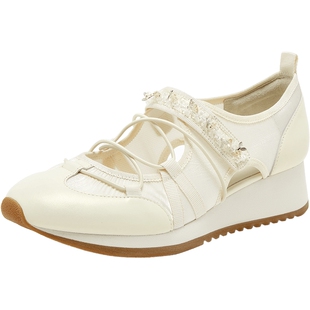 真美诗繁星芭蕾2026春季新款优雅链条坡跟厚底德训鞋运动芭蕾鞋女