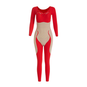 本命年红塑身连体衣收腹束腰带胸垫长款后脱式无痕美体内衣女产后