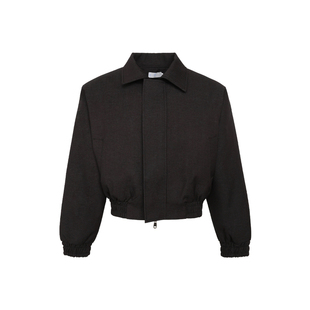 VERY FEWEST 高级灰廓形垫肩夹克中性风冬季设计感夹棉短款外套