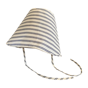 条纹大帽檐环绕式渔夫帽子女夏季防紫外线时尚遮阳百搭薄款防晒帽