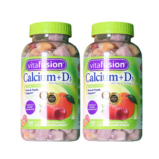 美国直邮 Vitafusion成人维生素D3软糖钙果美味女性补钙100粒*2瓶