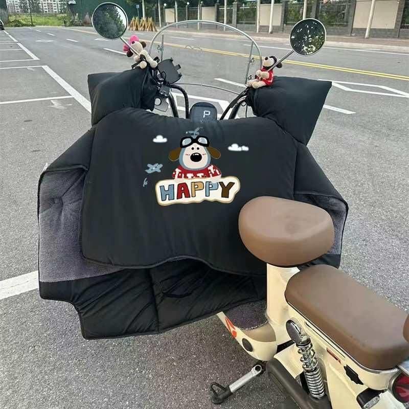 飞行员狗狗电动车挡风被冬季加绒加厚电瓶车摩托车防水防雨防风罩