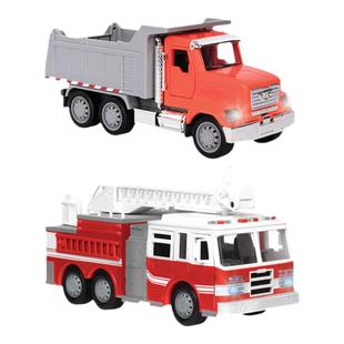 北美Driven工程车模型儿童玩具仿真声光消防车挖掘机男孩警车云梯