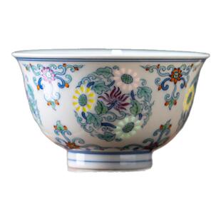 富玉窑官方旗舰店主人杯景德镇手绘青花斗彩玲珑陶瓷茶杯高端品茗