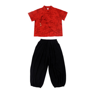 姐弟装新中式唐装男童汉服夏季中国风套装儿童古装薄款女童演出服