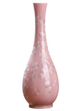 陶瓷结晶釉粉色花瓶装饰摆件
