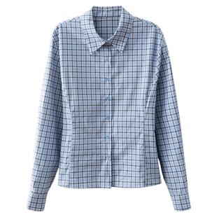 【清仓秒杀】秋季韩系巨好看设计感上衣小众独特蓝色格纹长袖衬衫