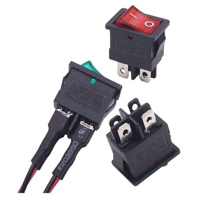 小船型开关带灯4四脚KCD1两档2挡电源小型按钮小船形绿色104N双路