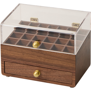 梵瀚 实木口红收纳盒高级感专用防尘抽屉黑胡桃木粉饼眼影唇釉盒