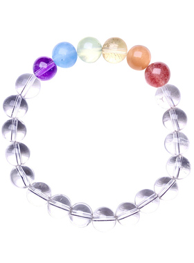 白水晶手链轻奢小众精致新中式招财好运彩虹转运珠子手串女款闺蜜