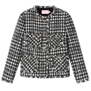 SALT.P可颜2024年冬季新款千金风花纱圆领小香风棉服外套女短款