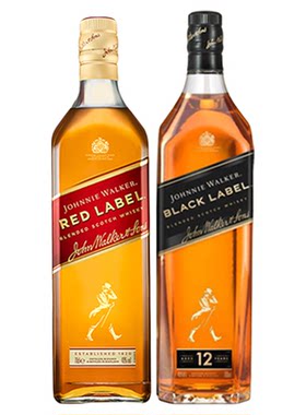 【官方旗舰店】尊尼获加黑方红方苏格兰威士忌酒700ml*2进口洋酒