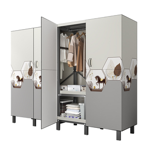 开门款一体折叠磁吸简易布衣柜卧室家用加粗加厚免安装衣橱全钢架