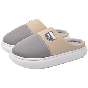 回力防水防滑棉拖鞋男士2025新款皮面高级感厚底家居毛拖鞋情侣款