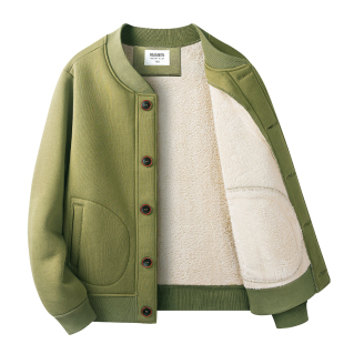 爸爸加绒秋冬装中老年特厚款羊羔绒卫衣外套爷爷防寒保暖棉衣大码