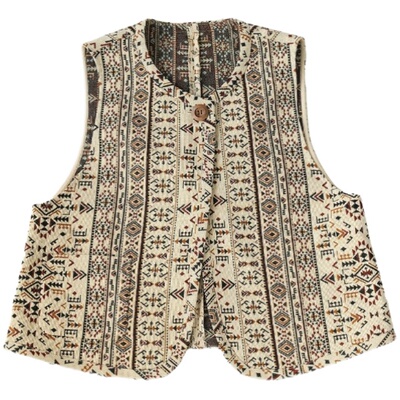 远家摩洛哥风情圆领复古马甲