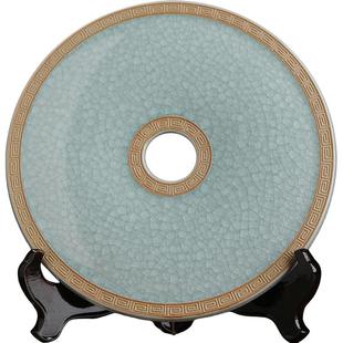 东方泥土陶瓷汝窑平安扣和氏璧摆件客厅电视柜博古架新家乔迁礼品