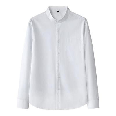 圆领长袖抗皱土中山装大码