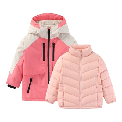 迪士尼童装女童三合一羽绒服儿童冬装男童户外防风棉衣棉袄中大童