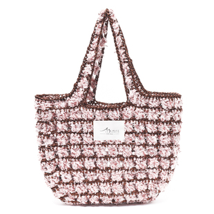 暮色｜手混线华夫格丝带包八重樱款DIY材料包手工礼物粉咖钩织