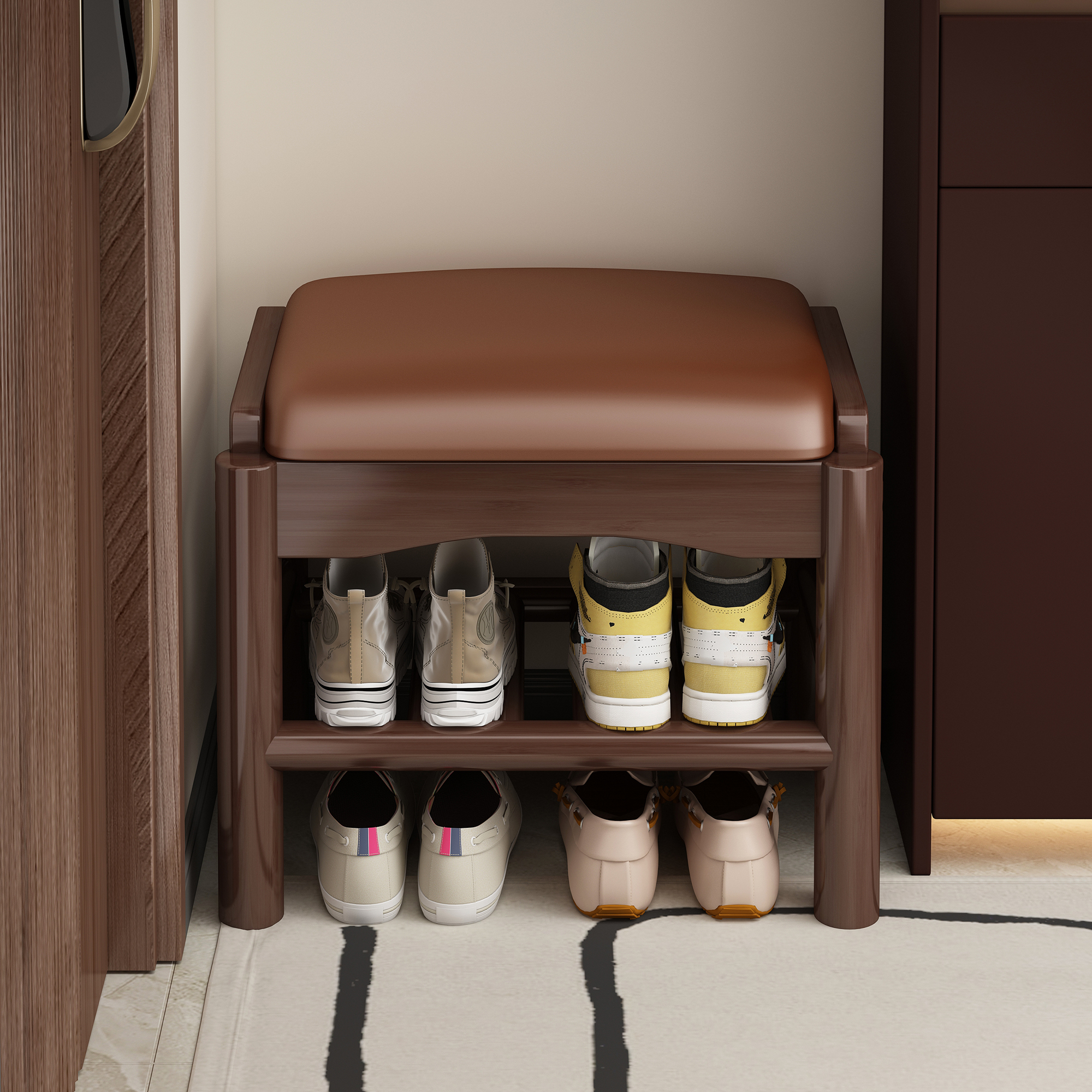 实木换鞋凳门口家用窄小入户玄关可坐鞋柜坐凳一体穿鞋凳进门凳子