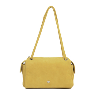 Unique blue韩版牛皮手提包单肩包百搭上班通勤纯色复古腋下包女