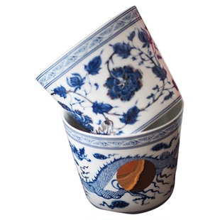 十一窑檀谷景德镇青花瓷联名对杯新款家用轻奢茶杯中式茶具礼盒