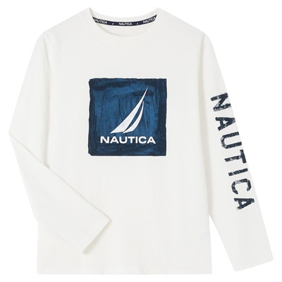 NAUTICA/诺帝卡童装男女童长袖上衣秋冬儿童航海油画印花打底长T