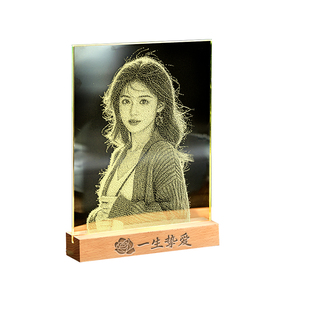 锤子玻璃画定制生日礼物送女朋友老婆情侣手敲锤子画节日定制礼物