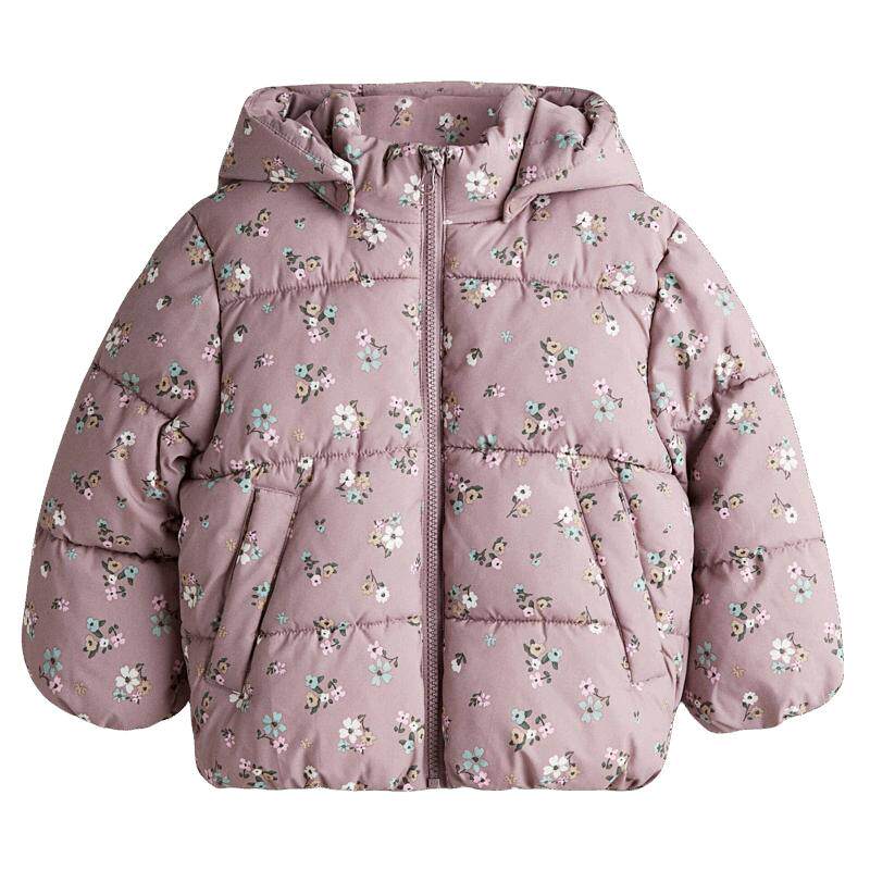 HM童装儿童女童棉服冬季冬保暖洋气外出疏水连帽棉袄1198097