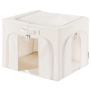 霜山带视窗布艺收纳箱可折叠可叠加带盖衣服整理箱棉被收纳储物箱