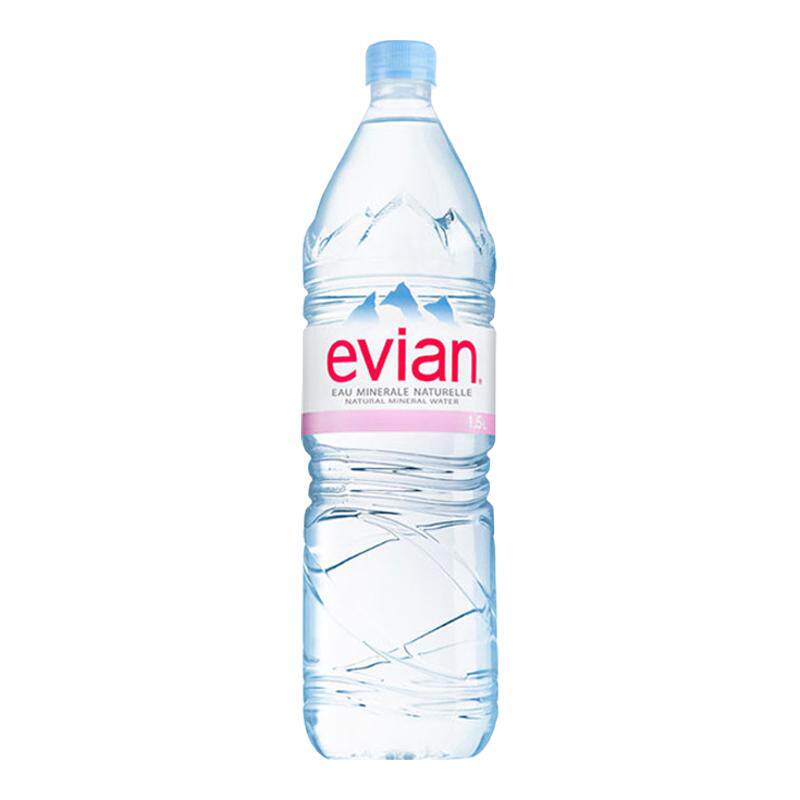 法国进口依云evian矿泉水1.5L*6/1500ml瓶天然纯净水弱碱性水整箱