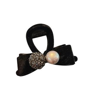 高级感珍珠发夹女蝴蝶结抓夹后脑勺小号头发鲨鱼夹子秋冬发卡头饰