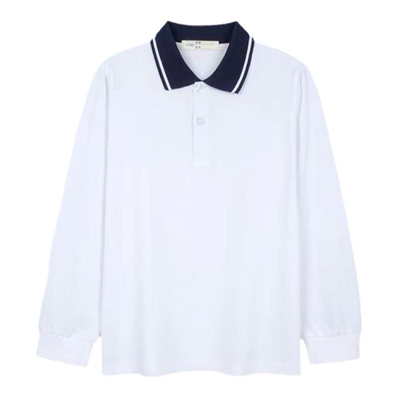 校服加绒长袖黑白色杠polo打底衫