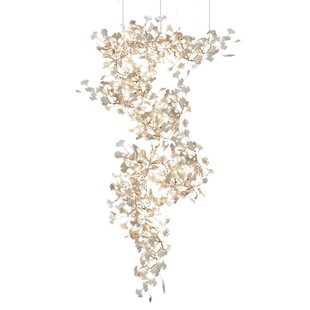 复式楼大吊灯loft楼梯灯轻奢别墅挑空跃层客厅大堂售楼部银杏叶灯