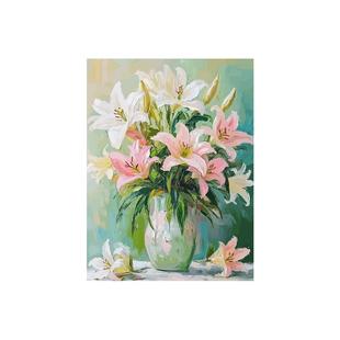 花卉百合花diy数字油画艺术手工填色油彩画高级感治愈丙烯装饰画