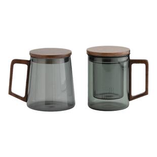 南山先生清灵玻璃茶水分离泡茶杯男士带盖过滤大容量水杯杯子日式