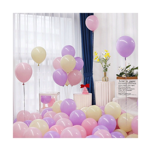 马卡龙色气球批发装饰场景国庆布置儿童彩色10寸粉色无毒加厚防爆