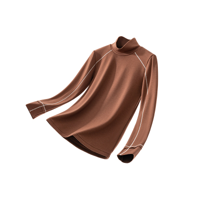 德绒半高领修身内搭长袖打底衫女