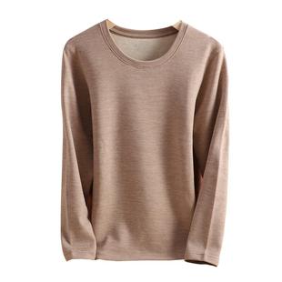 保暖内衣女士羊毛蚕丝加绒德磨毛厚秋衣秋裤套装冬季打底单件上衣