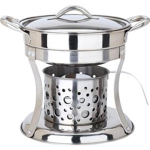 美厨304不锈钢单人干锅一人一锅固液体酒精通用家用酒精炉小火锅