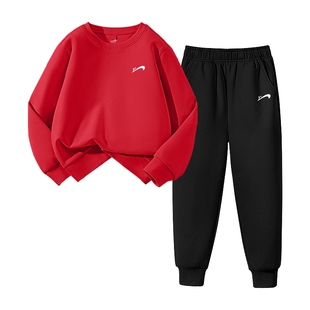 贵人鸟童装儿童套装2026新款男童红色卫衣春秋款男孩宽松运动裤子