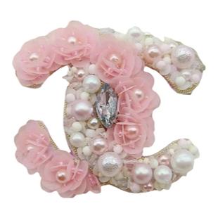 轻奢印度丝法式珠绣双C图标布贴补丁洞服装辅料衣服鞋包装饰配件