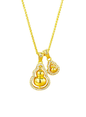 韦雪同款新中式旋转双葫芦项链