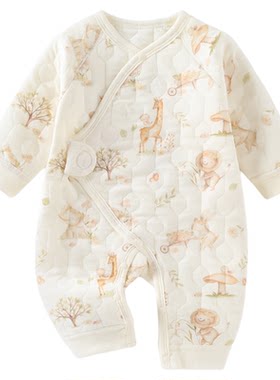 小聪熊新生婴儿衣服夹棉保暖连体