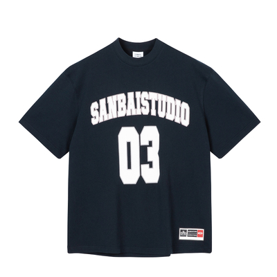 SANBAI叁佰深灰字母球服T恤