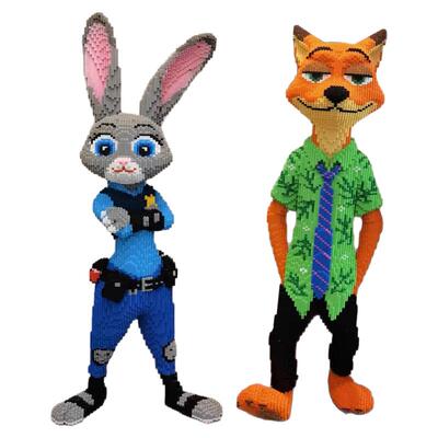 超大兔子国潮积木动物城拼装玩具高难度男女孩朱迪兔拼图生日礼物