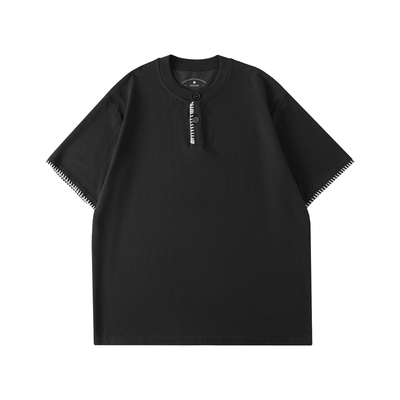 LR MADE 26SS 撞色手缝线 速干棉感面料 复古亨利领短袖T恤